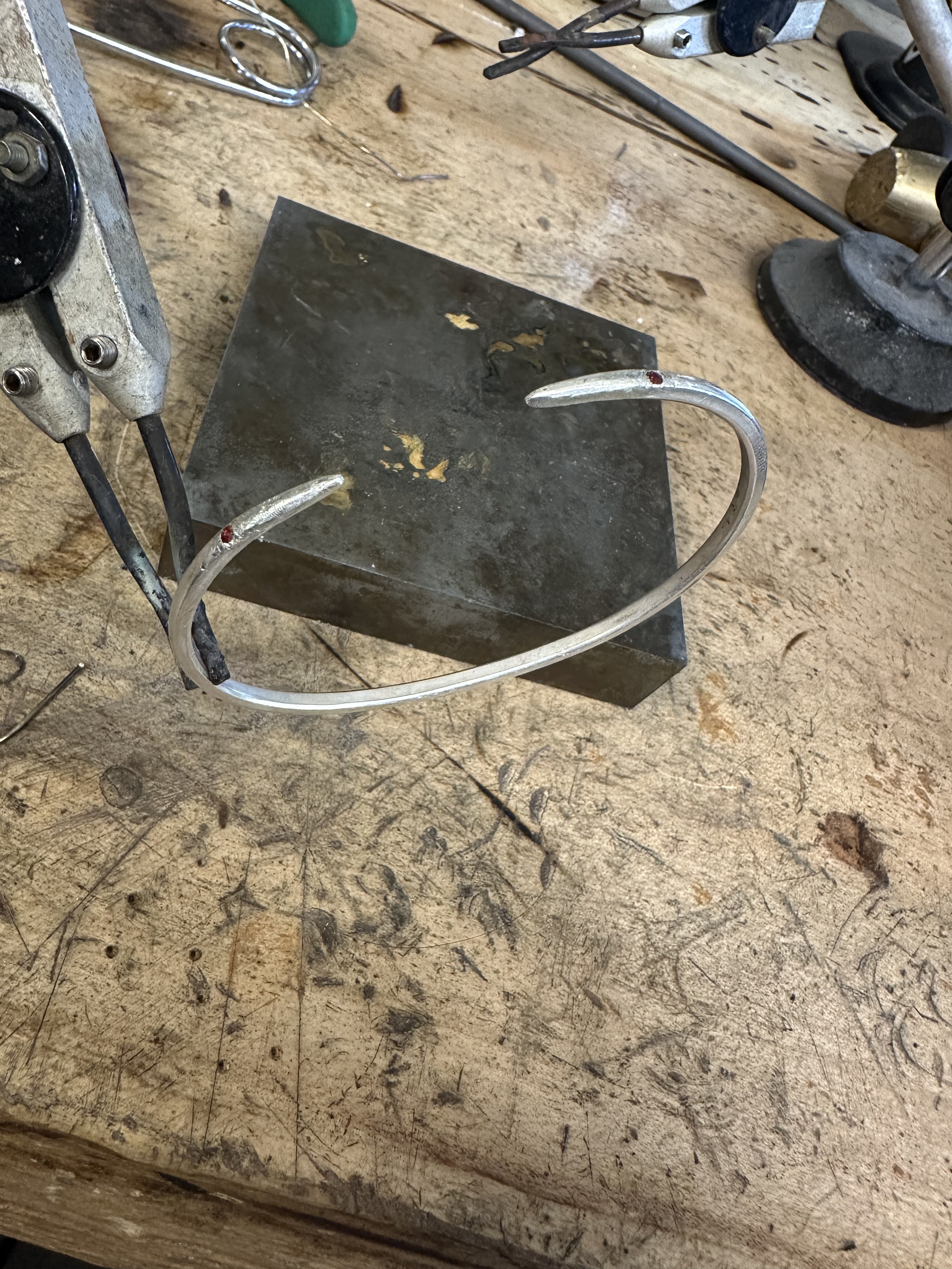 Snake Bite Garnet Bangle: snake bite bangle with garnet
